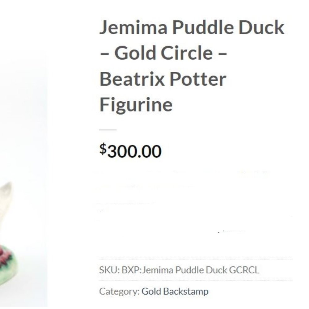 Beatrix Potter "Jemima Puddle Duck" Gold Stamp Home/Office Collectible Figurine - Picture 12 of 12